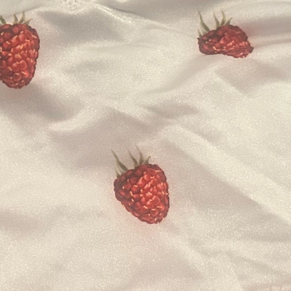 Revolve Fiorucci Milano White and Red Strawberry Raspberry Print Bustier Top NWT - Picture 11 of 11